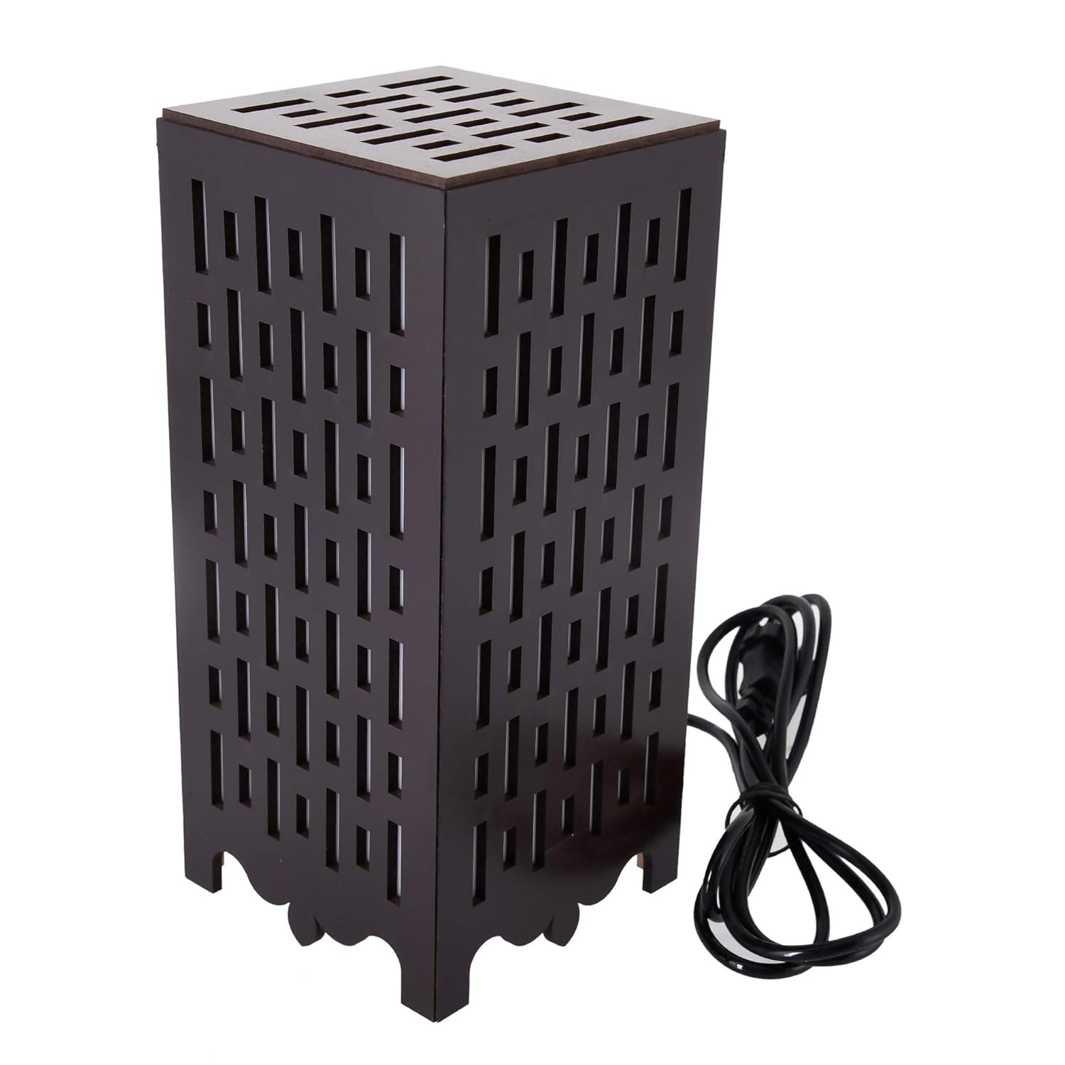 Stylish Wooden Table Lamp with Abstract Line Design