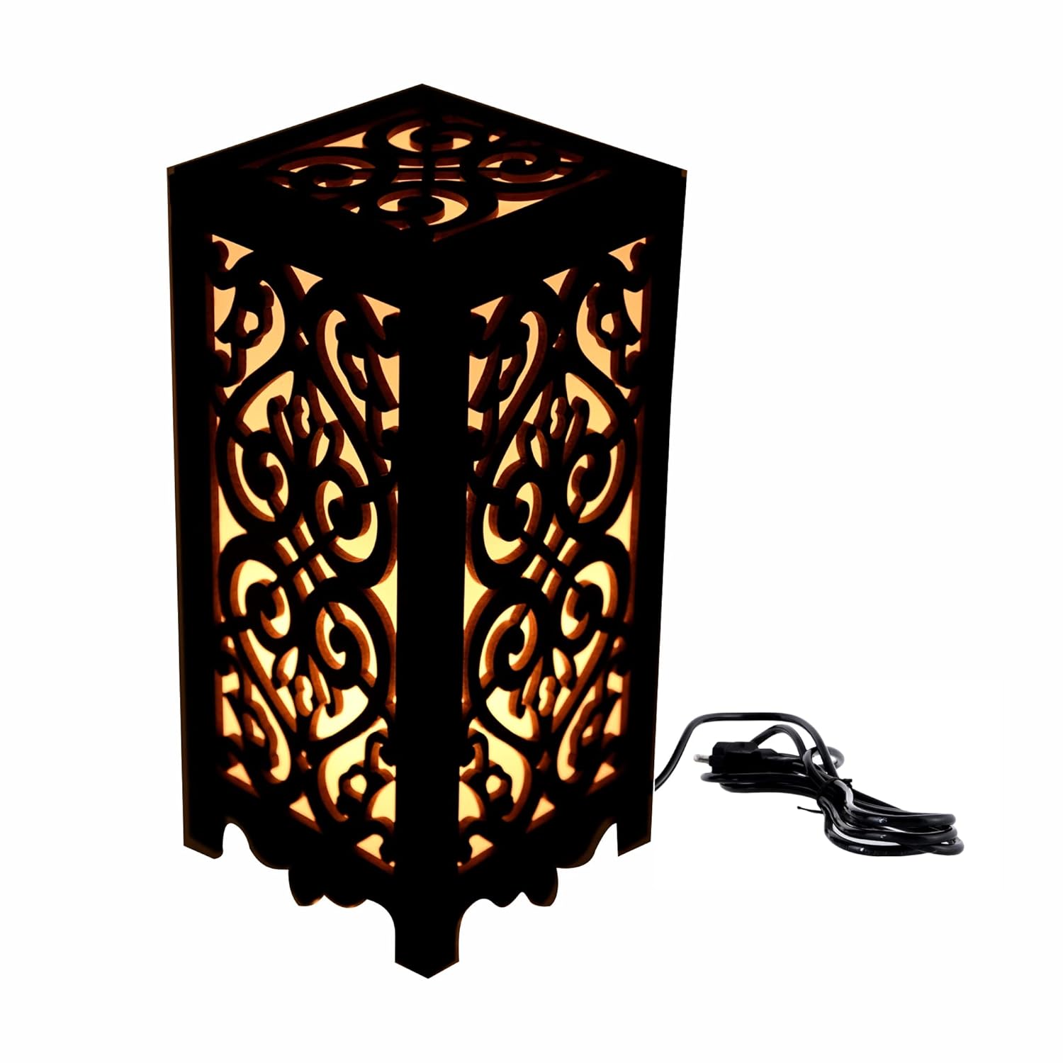 Artistic Scroll Table Lamp - Handmade Wooden Deco Finish