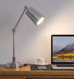 Study Desk Office Reading Table Lamp Silver Nickel with Adjustable Moveable Head and Body