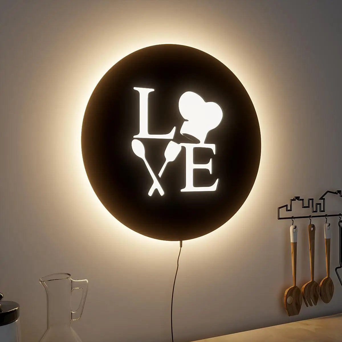 Love for Cooking Backlit Wall Art for Kitchen Decor
