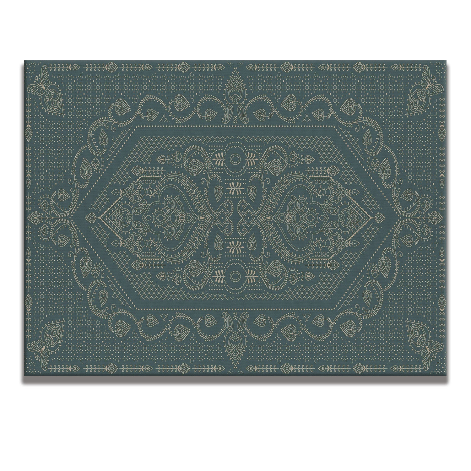 Indian Ethnic Traditional Painting On Canvas Print Abstract Geometrical Blue Wall Art Size For Living Room Wall Decoration Framed Art for Bedroom Hotel Office