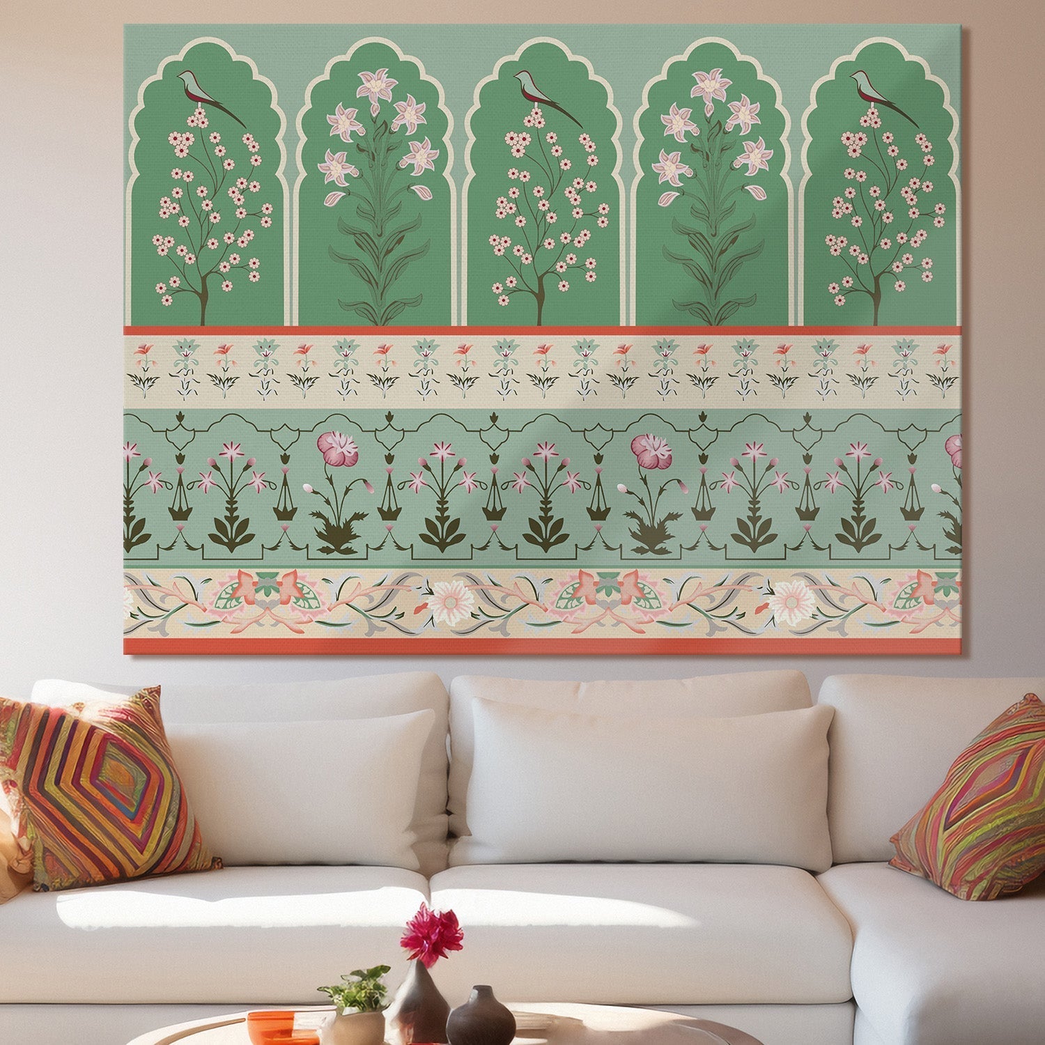 Indian Ethnic Traditional Artwork Canvas Framed Painting Traditional Wall Art Large Size Perfect For Living Rooms, Bedrooms, and Office Spaces