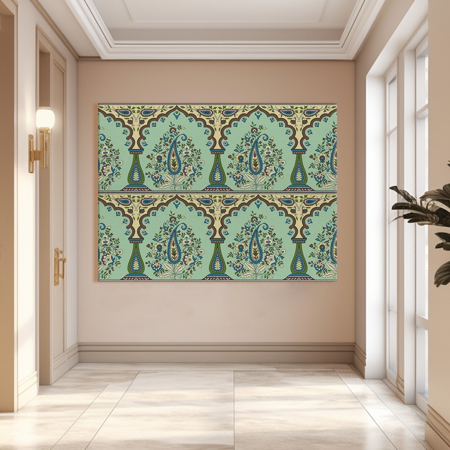 Indian Ethnic Traditional Painting On Canvas Print Abstract Blue Wall Art Size For Living Room Wall Decoration Framed Art for Bedroom Hotel Office