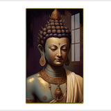 Classical Buddha Bust Acrylic Wall Paintings with Traditional Gold Jewelry