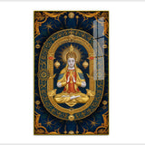 Golden Framed Buddha Acrylic Wall Paintings in Ornate Blue Mandala