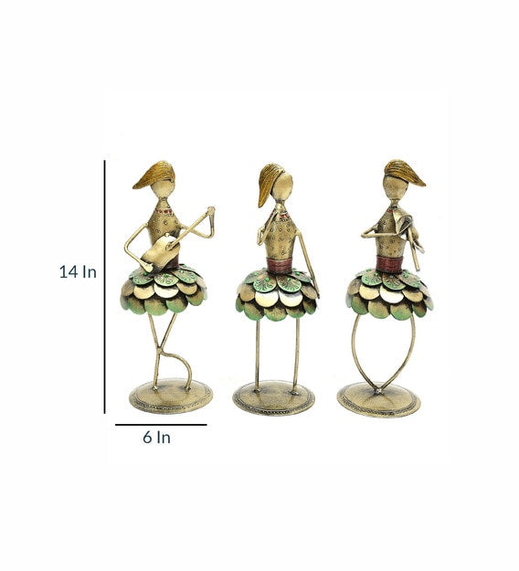 Lady musicianFigurine Set Of 3 table decor