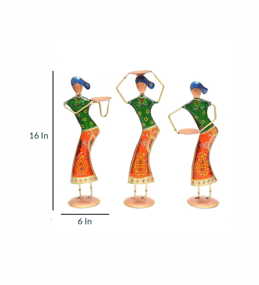 Lady farmer Figurine Set Of 3 table decor