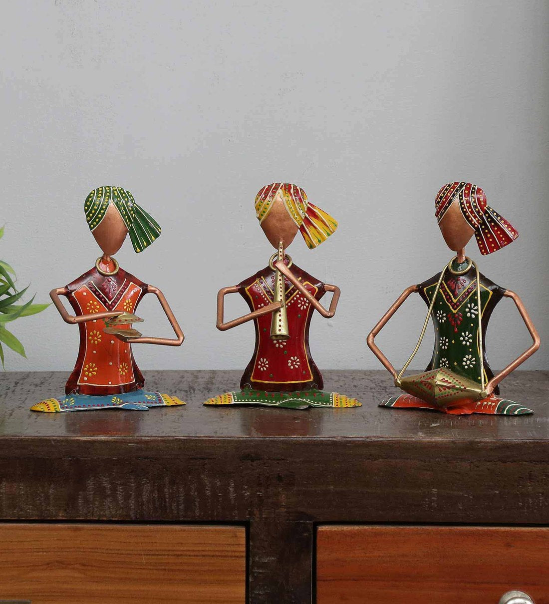 Small Sitting Musician Human Figurine, Set of 3 table decor