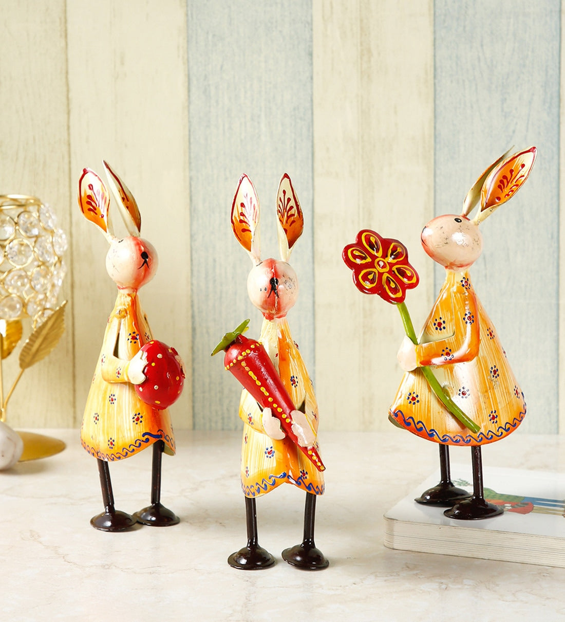Rabbit Figurine set of 3 table decor