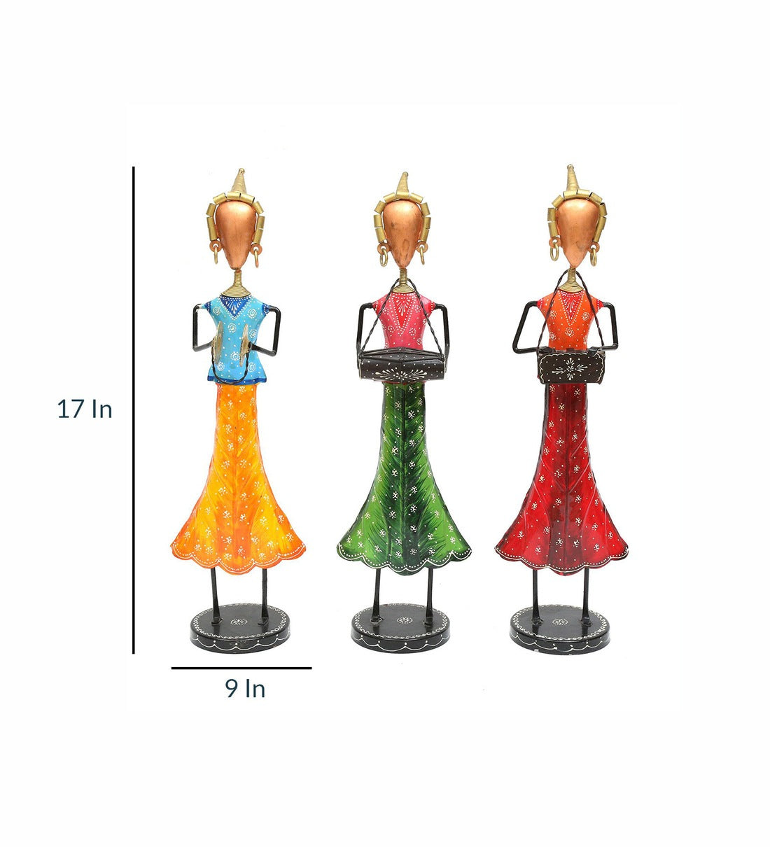 Lady musician Figurine Set Of 3 table decor