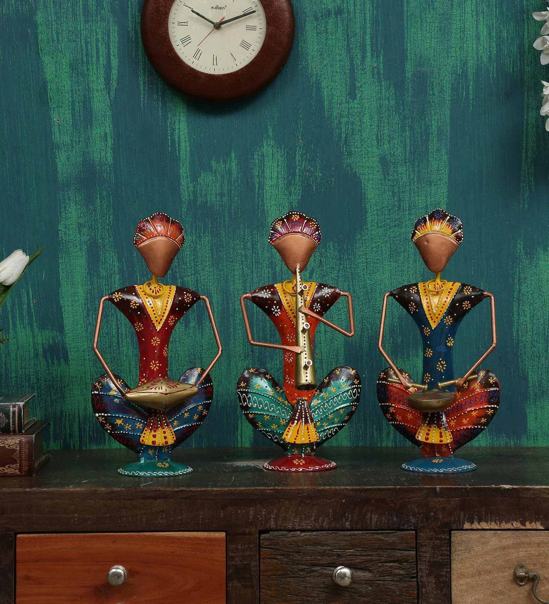 Sitting Musician Men Human Figurine, Set of 3 table decor