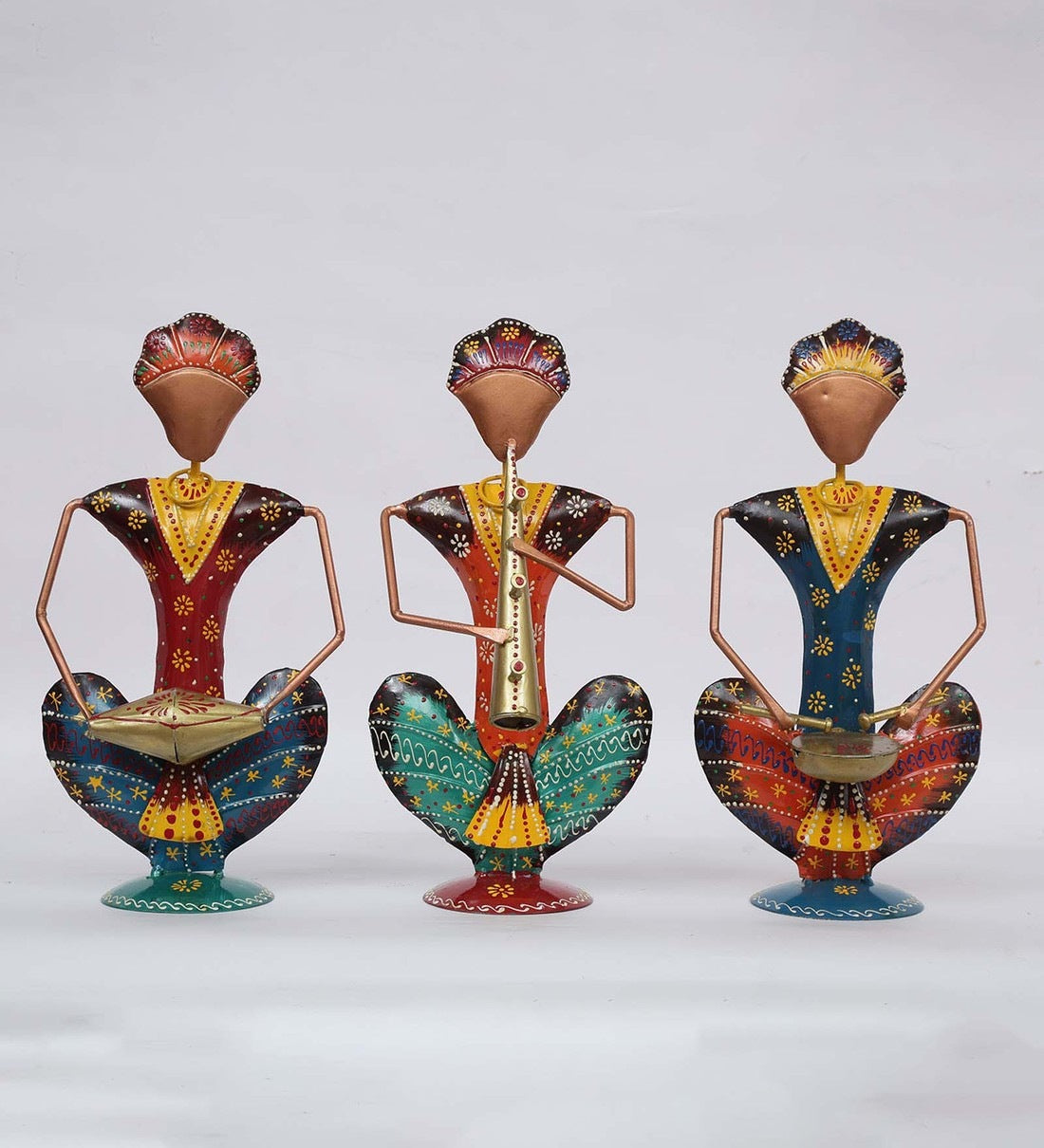 Sitting Musician Men Human Figurine, Set of 3 table decor