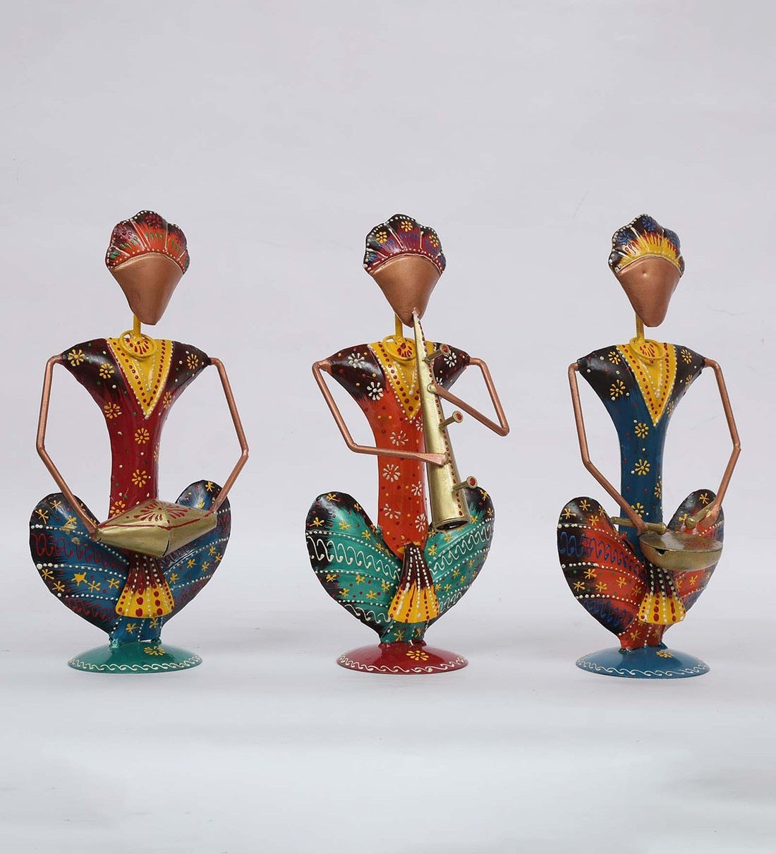 Sitting Musician Men Human Figurine, Set of 3 table decor