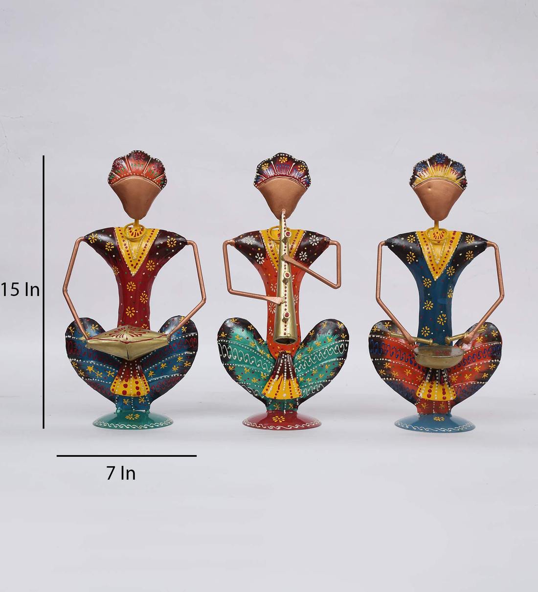 Sitting Musician Men Human Figurine, Set of 3 table decor