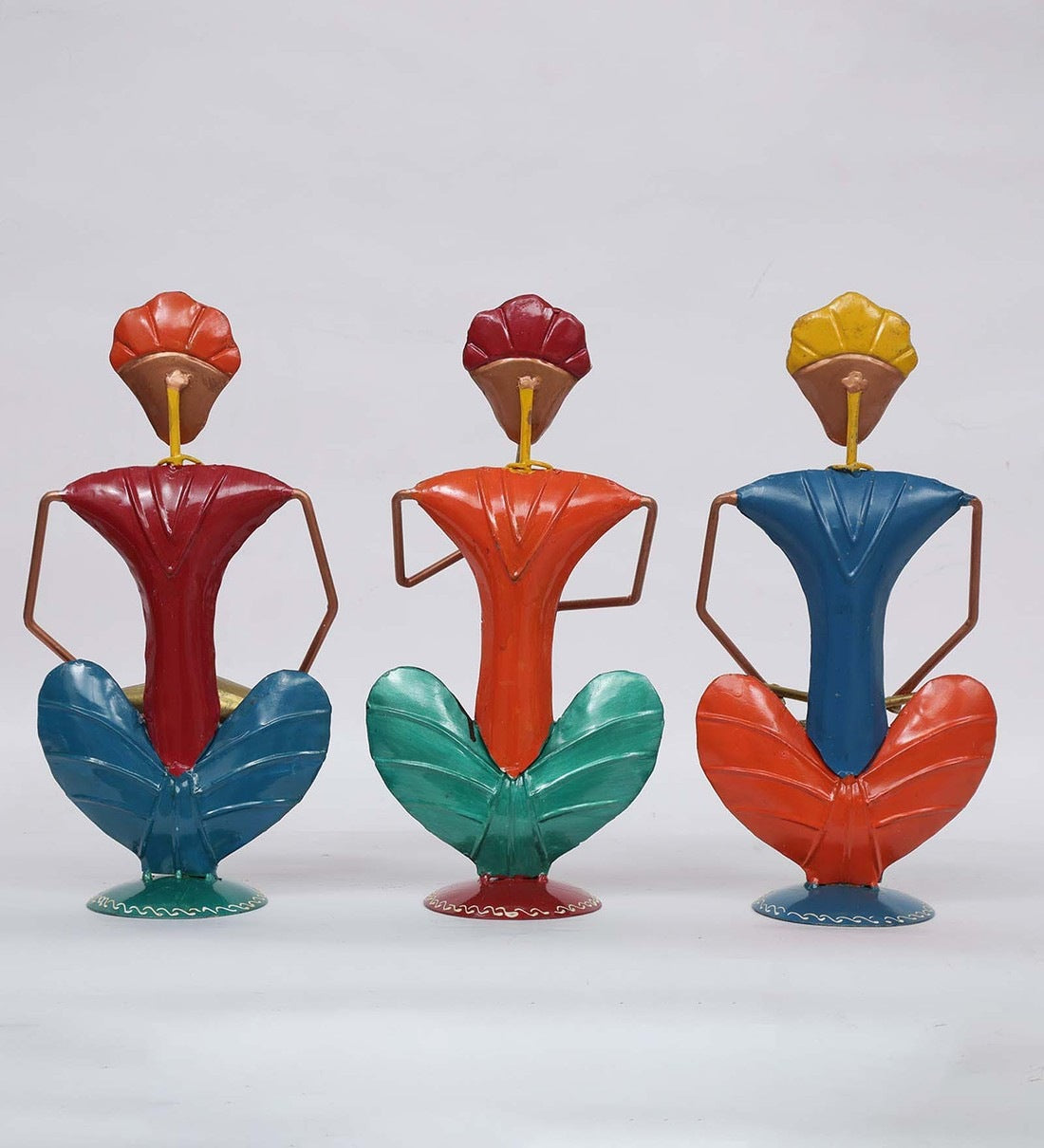 Sitting Musician Men Human Figurine, Set of 3 table decor