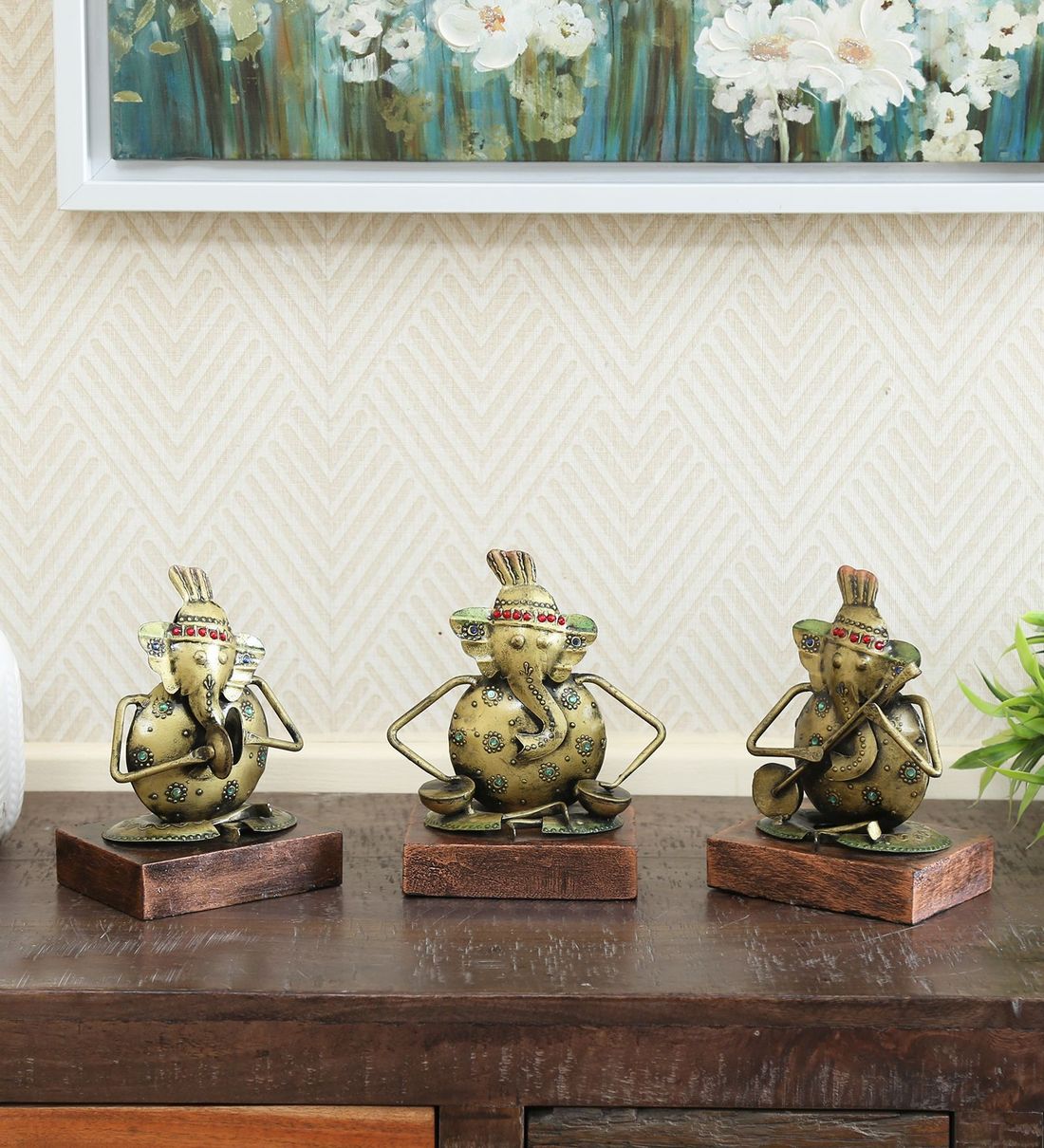 Ganesh Musical Showpiece Set Of 3 table decor