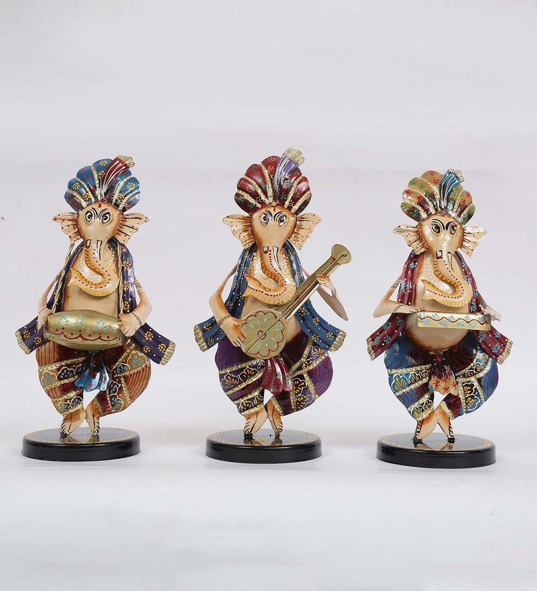 Musician Ganesha Human Figurine, Set of 3 table decor