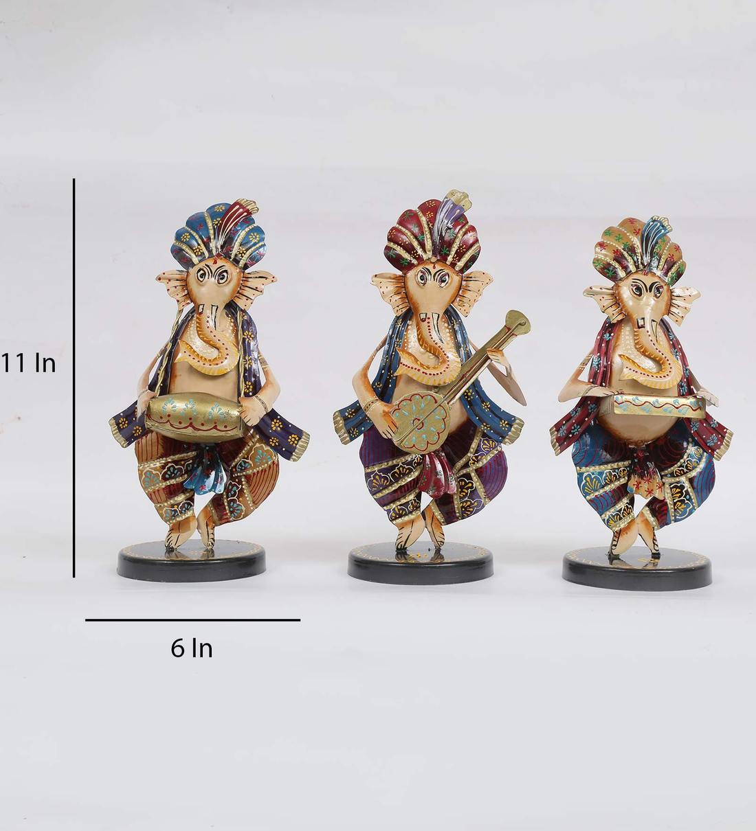 Musician Ganesha Human Figurine, Set of 3 table decor