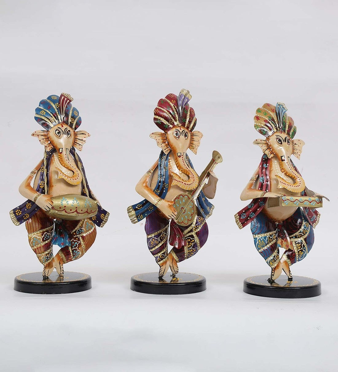 Musician Ganesha Human Figurine, Set of 3 table decor