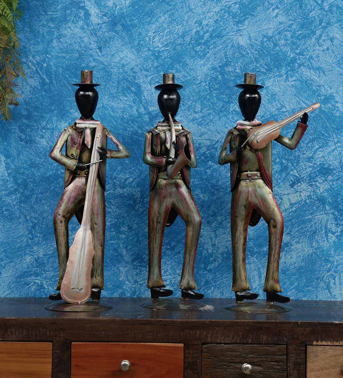 Modern musician Men Human Figurine, Set of 3 table decor