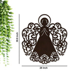 Fairy Angel Backlit Wooden Wall Hanging with LED Night Light Walnut Finish
