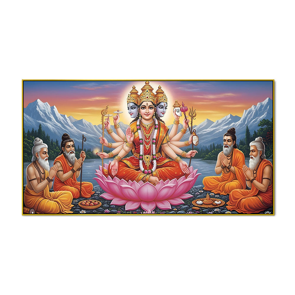 Goddess Gayatri Mata with Rishis Hindu Religious Wall Paintings
