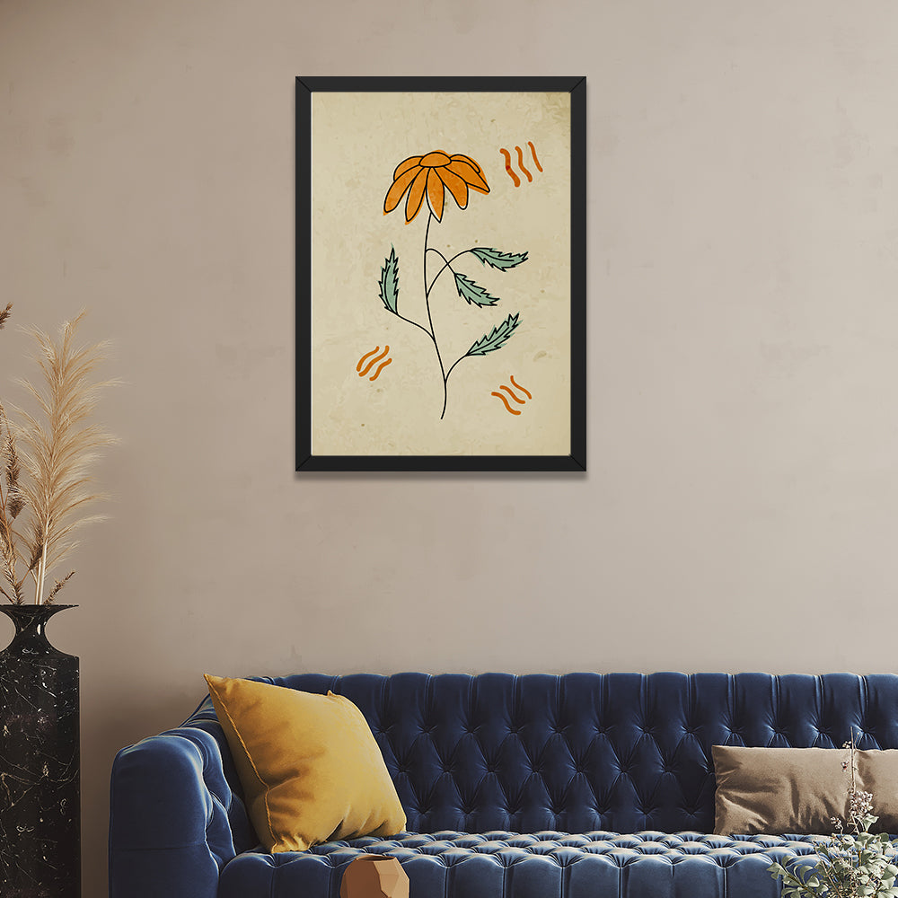Elegant Botanical Orange Floral Plant Photo Frame for Home and Office Décor