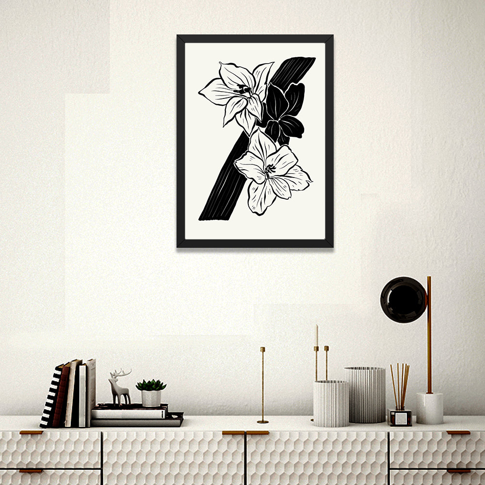 Black and White Floral Wall Art Photo Frame Painting