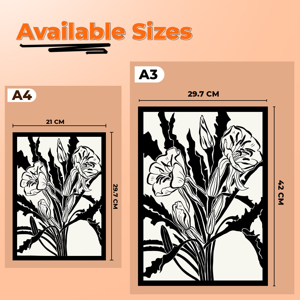 Vibrant Black and White Flower Art Photo Frame Painting
