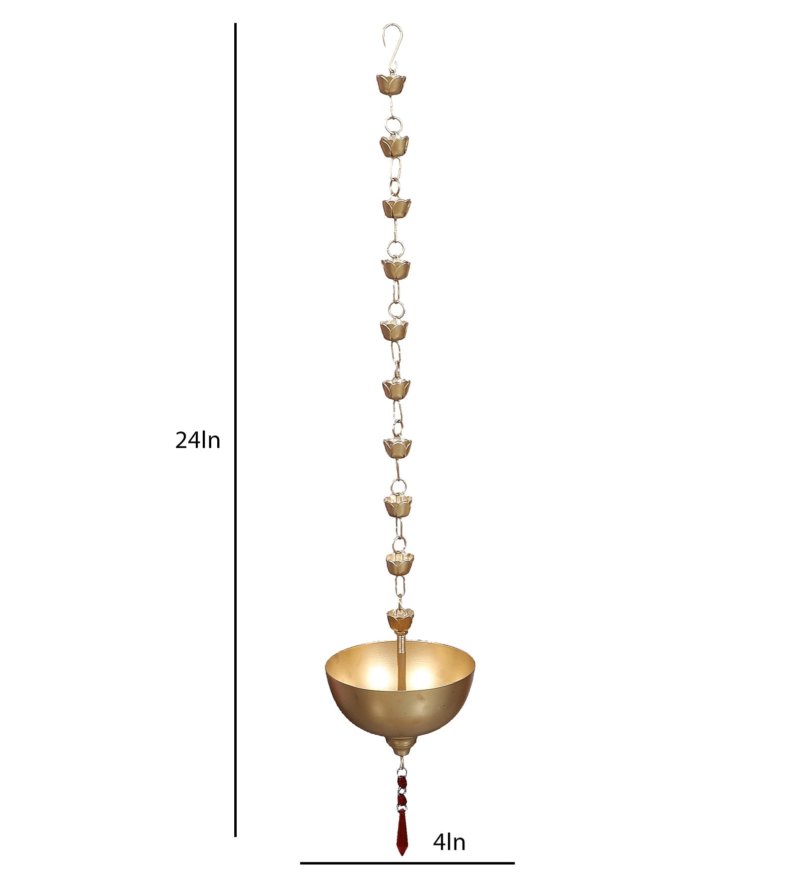 Hanging Gold Bowl Urli With Beads Set of 2