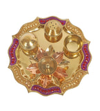 Purple & Gold Bras Pooja Thali
