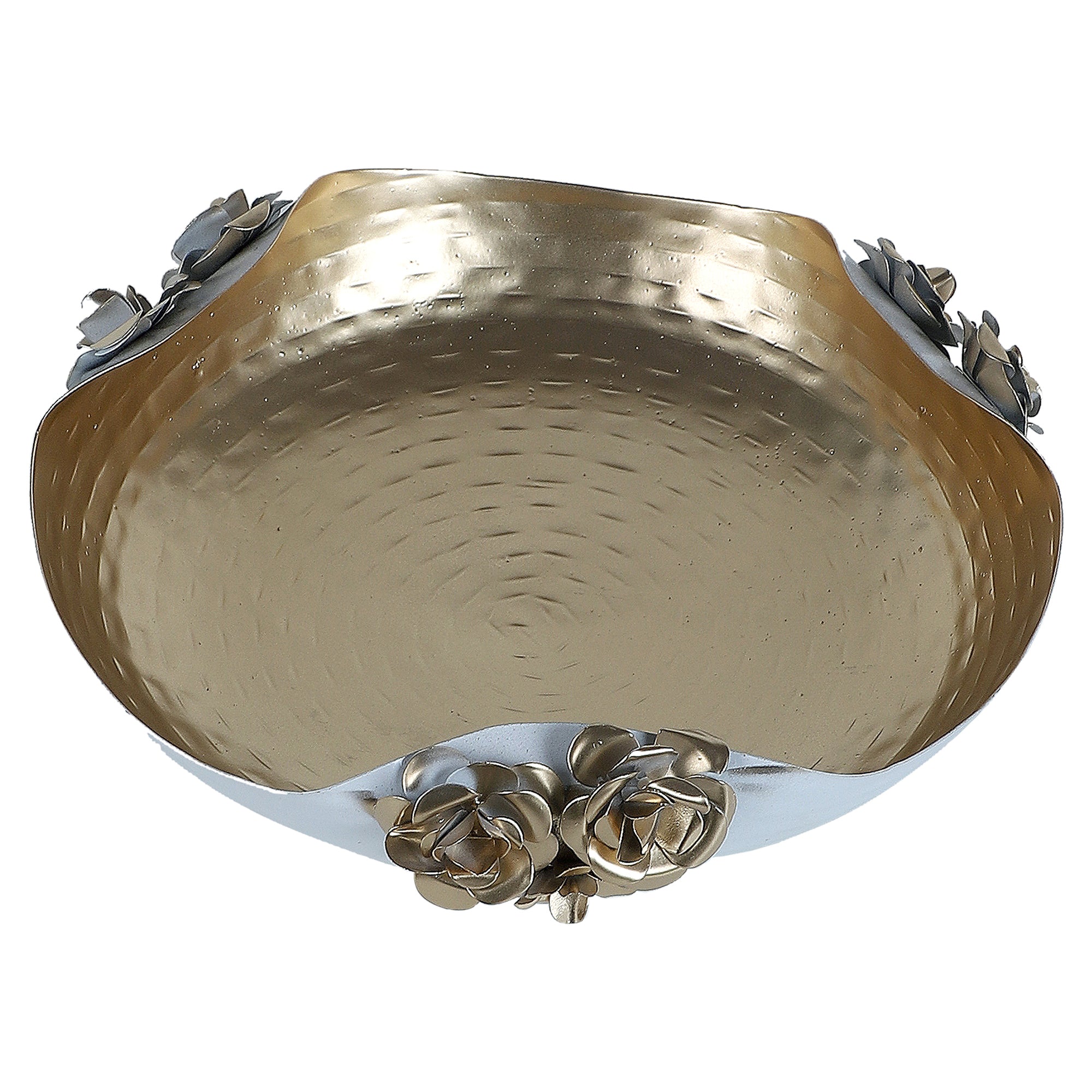 White & Gold Hammered Rose Urli Set of 2