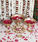 Gold Metal Taj Urli with Center Urli & Tealight Holder Set of 7