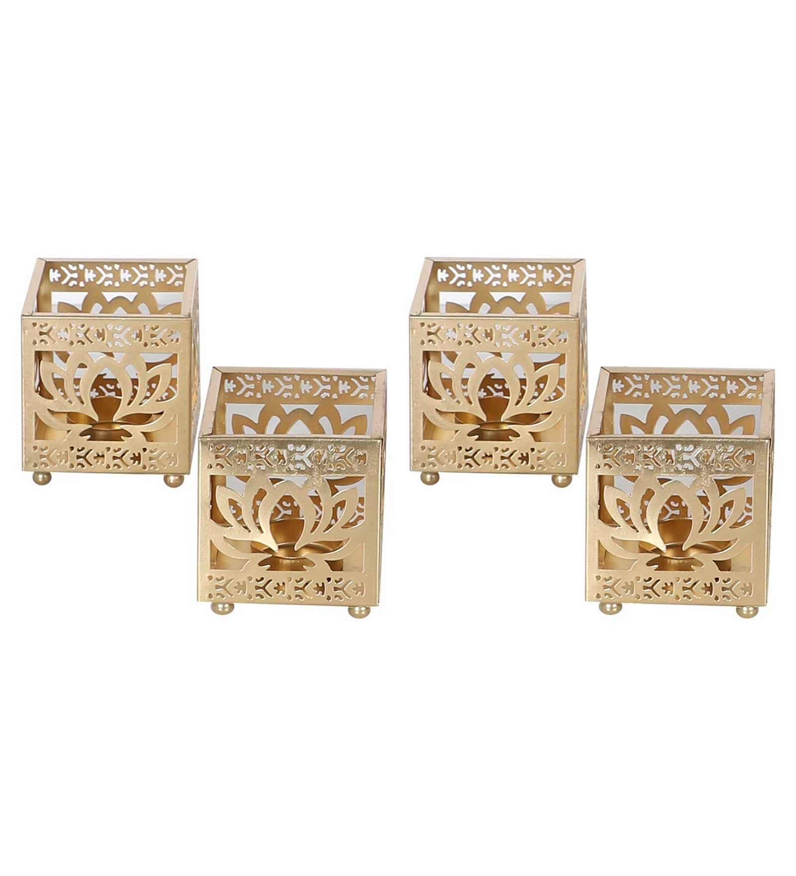 Lotus Etching Tealight Holder Set of 4