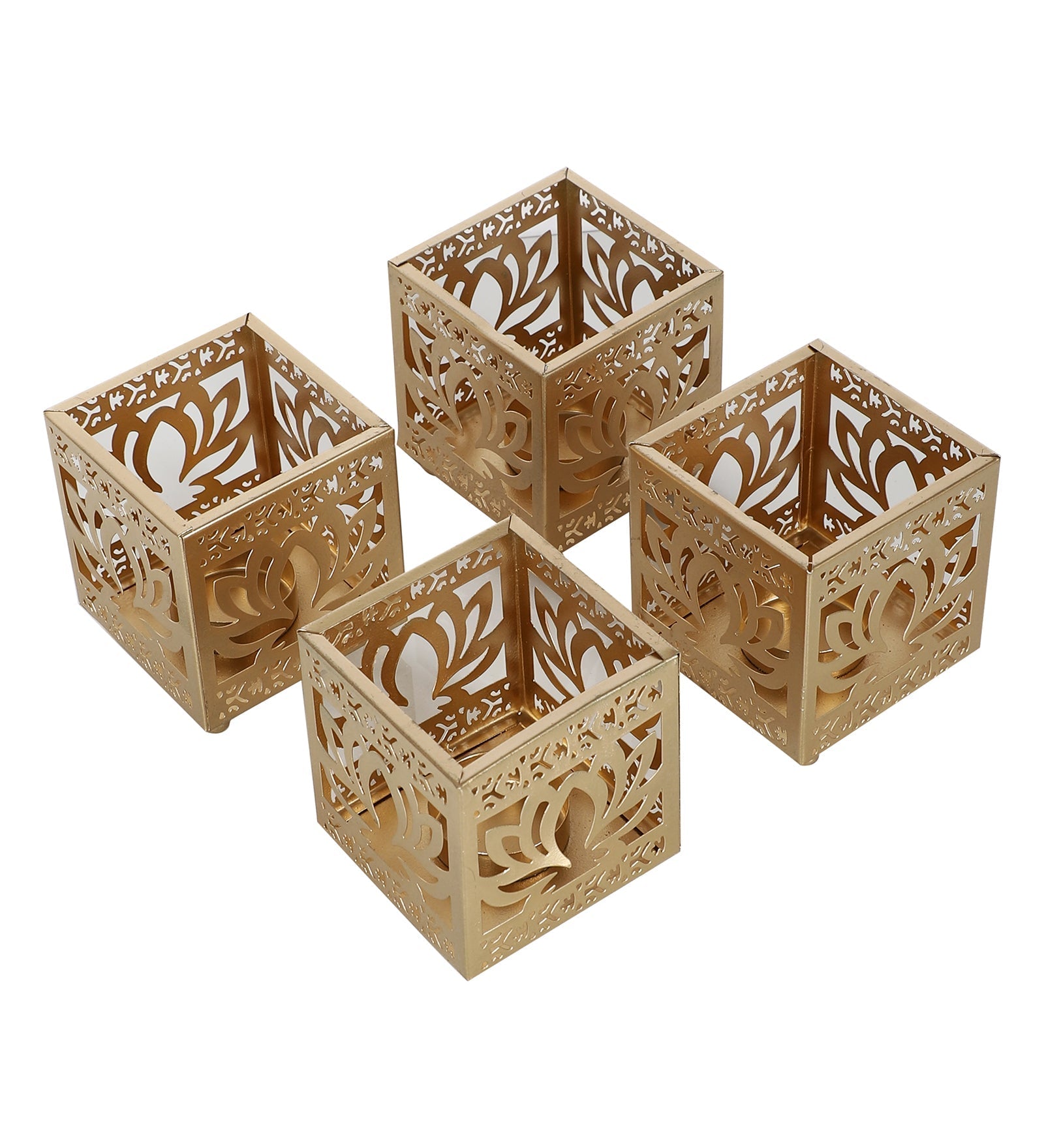 Lotus Etching Tealight Holder Set of 4