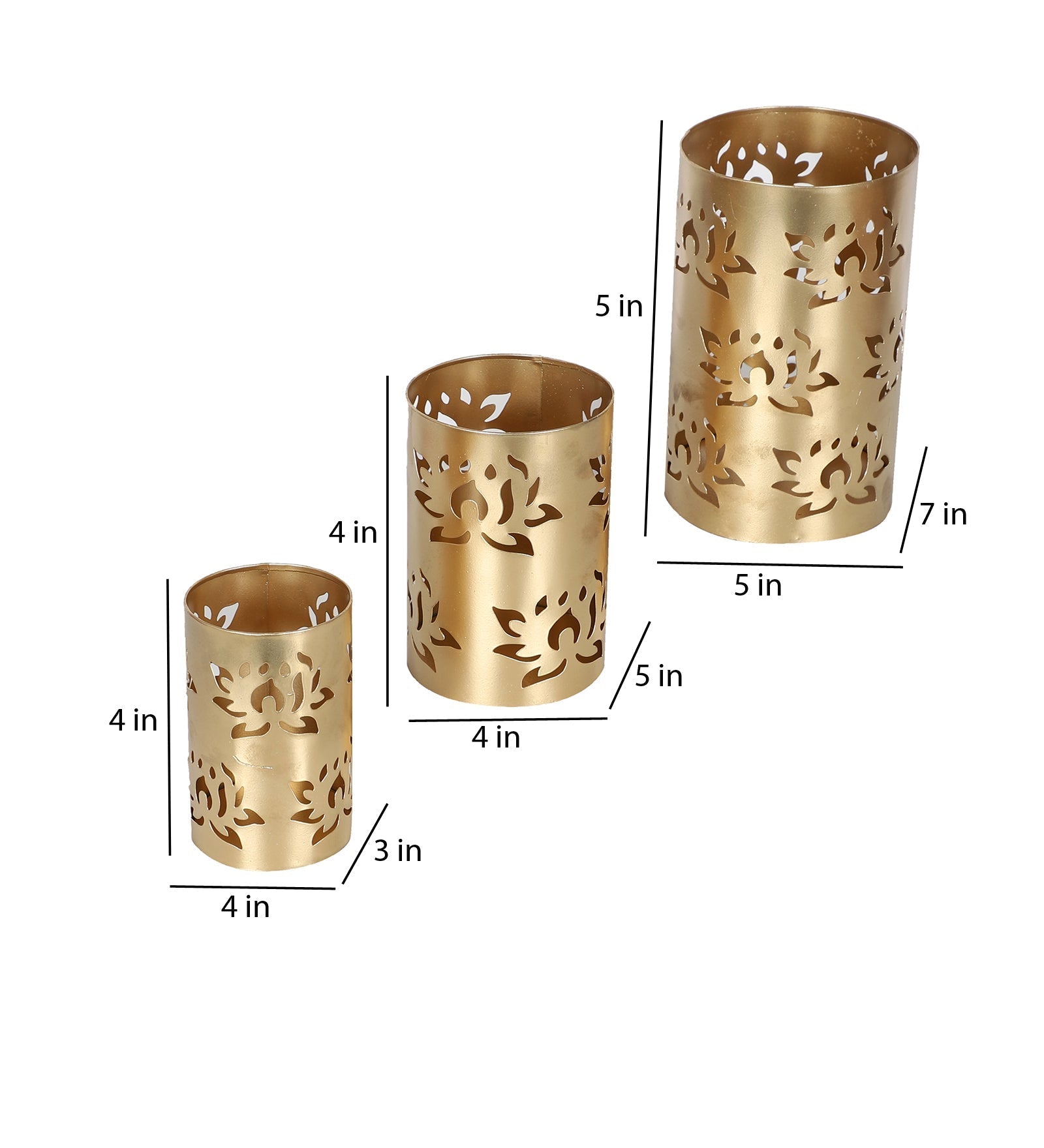 Lotus Etching Votive Tealight Holder Set of 3