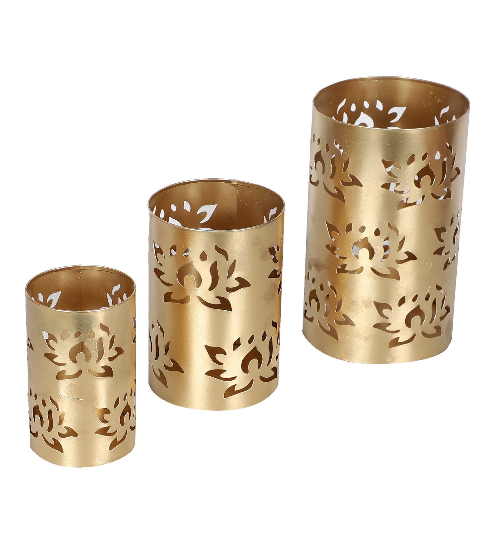 Lotus Etching Votive Tealight Holder Set of 3