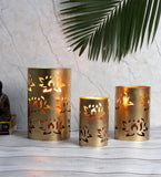 Lotus Etching Votive Tealight Holder Set of 3