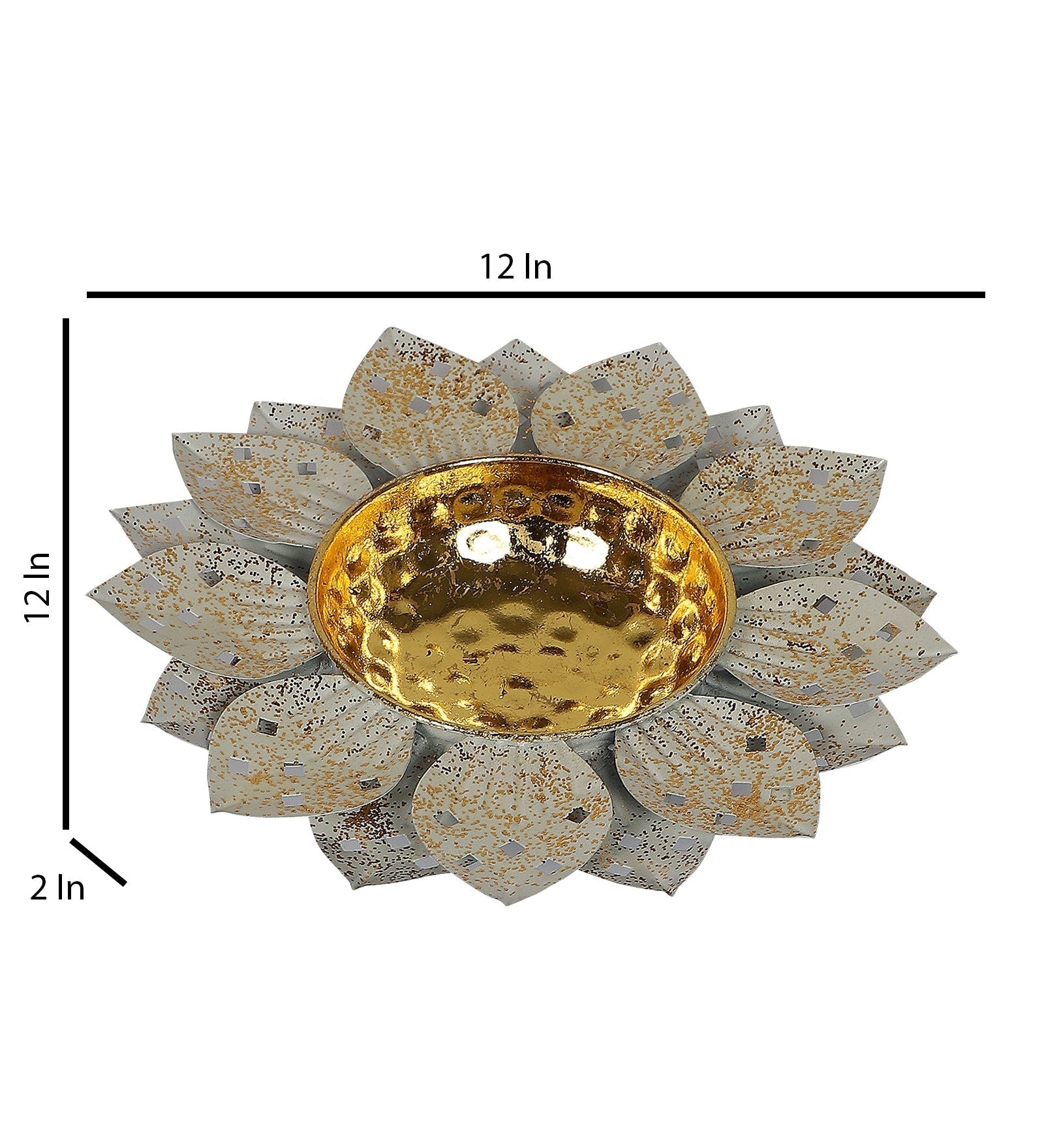 White & Gold Spray Flower Urli
