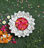 White & Gold Spray Flower Urli