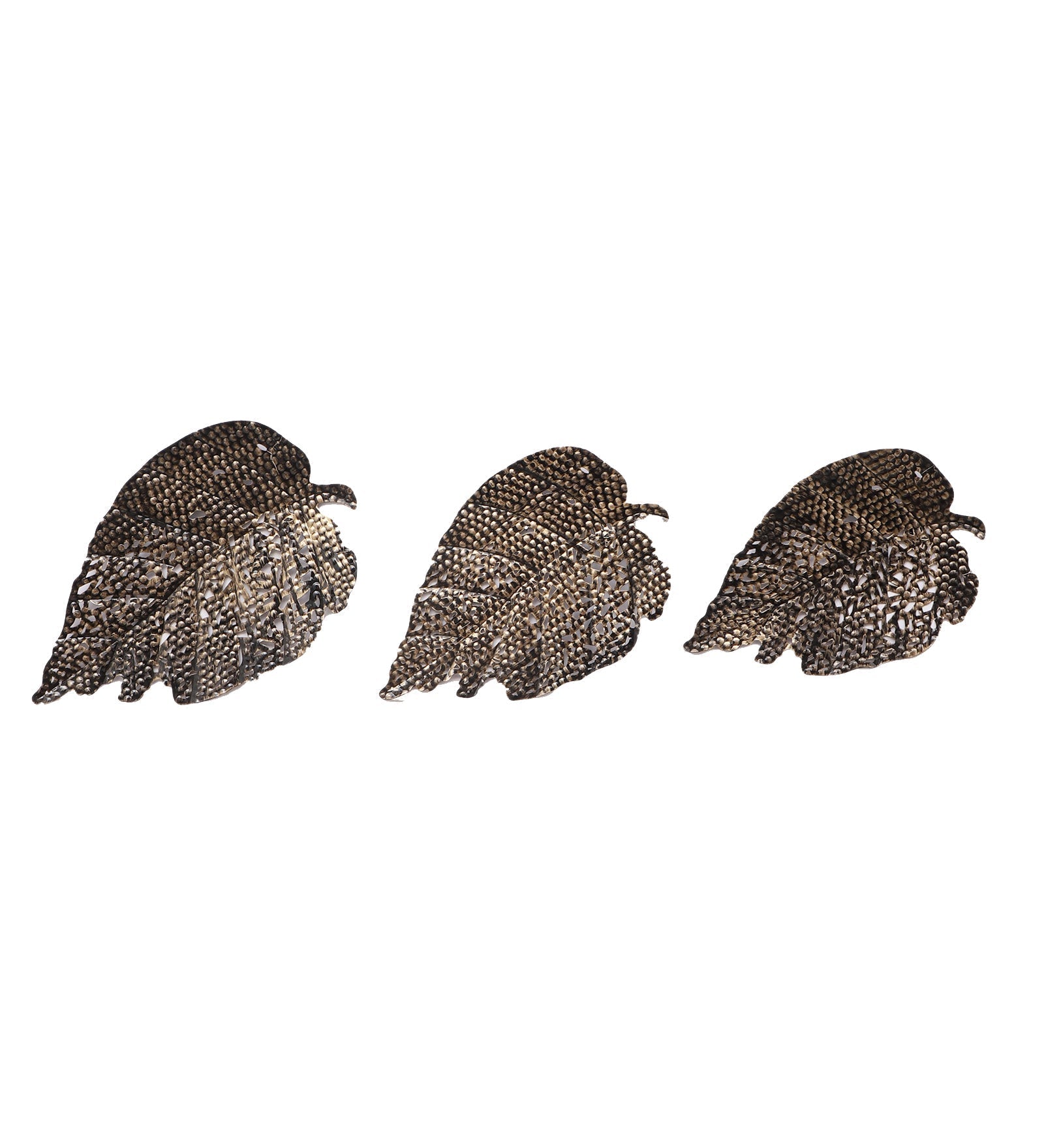Black & Gold Etching Leaves Wal Decor Set of 3