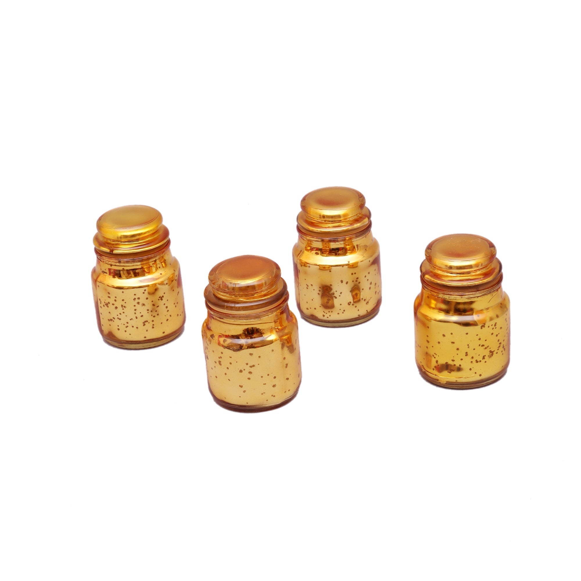 Gold Glass Jars With Lid Set of 4