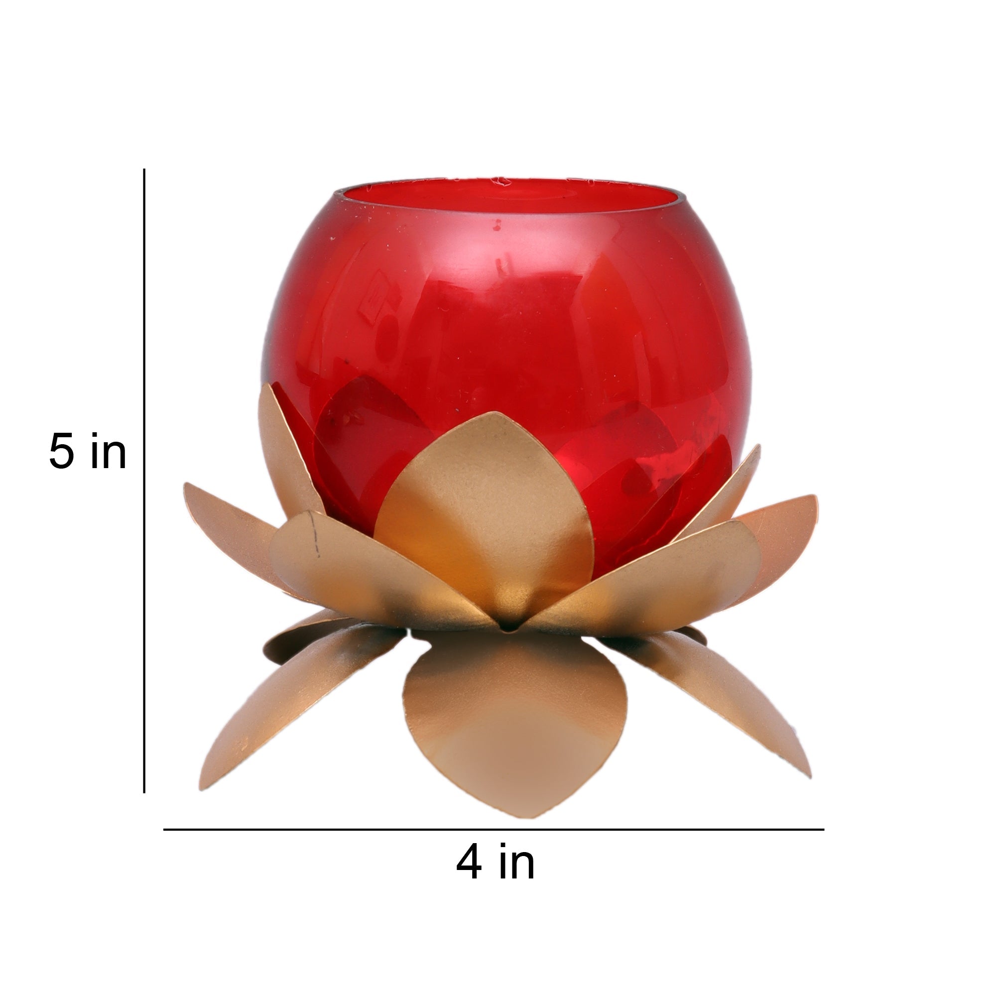 Small Glass Lotus Red Set of 2