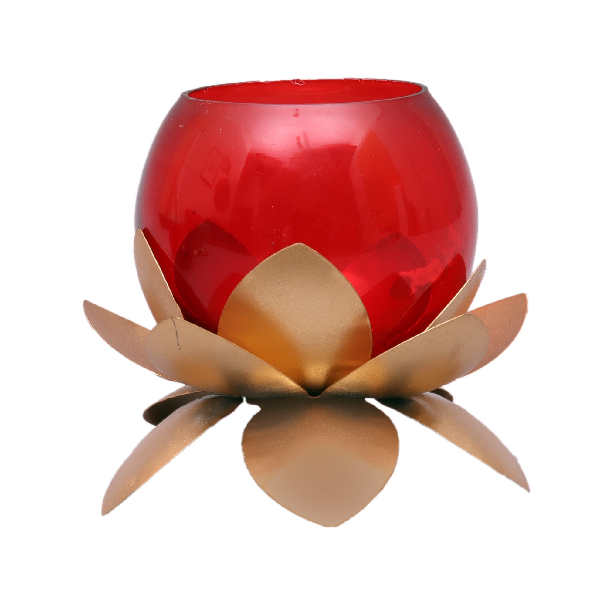 Small Glass Lotus Red Set of 2