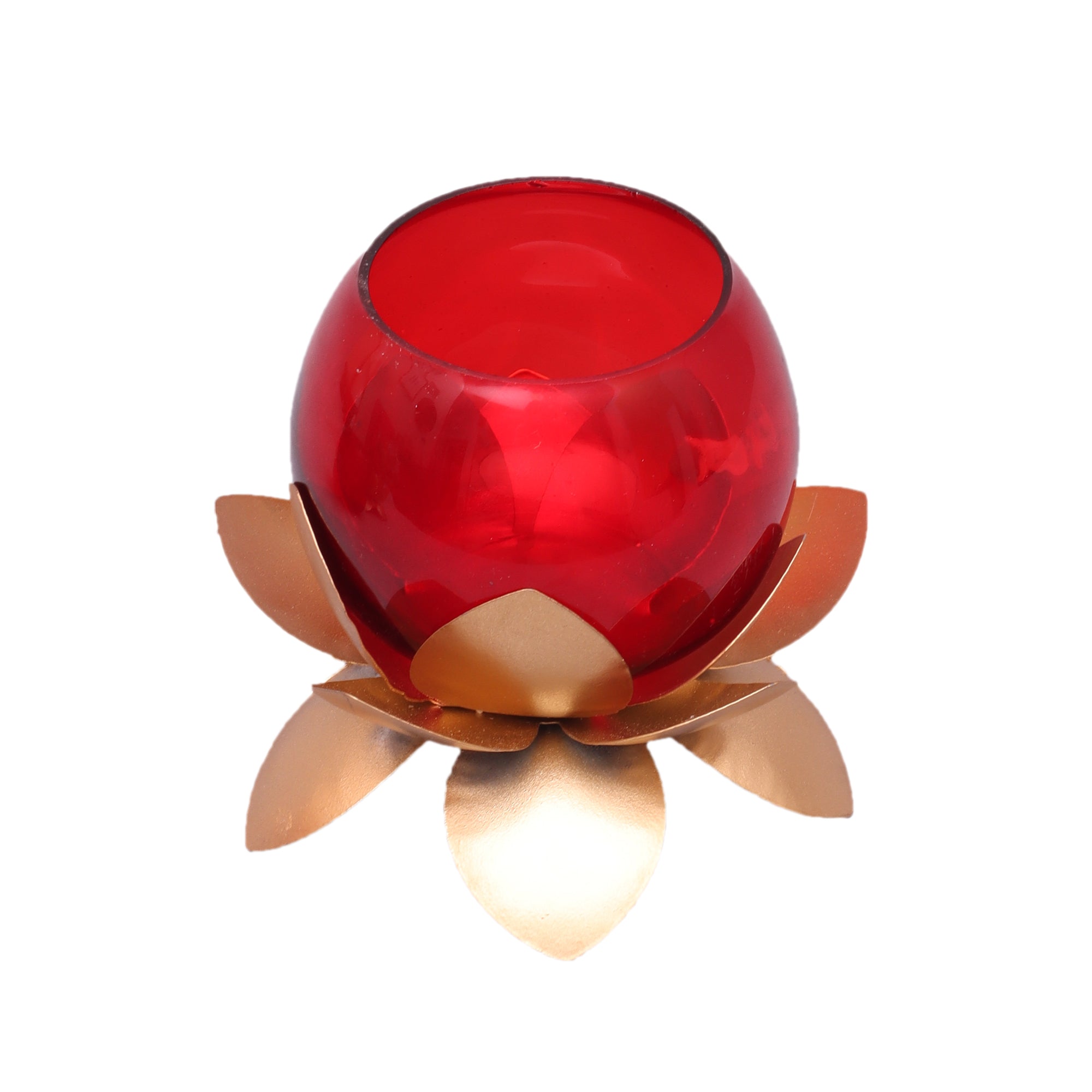Small Glass Lotus Red Set of 2