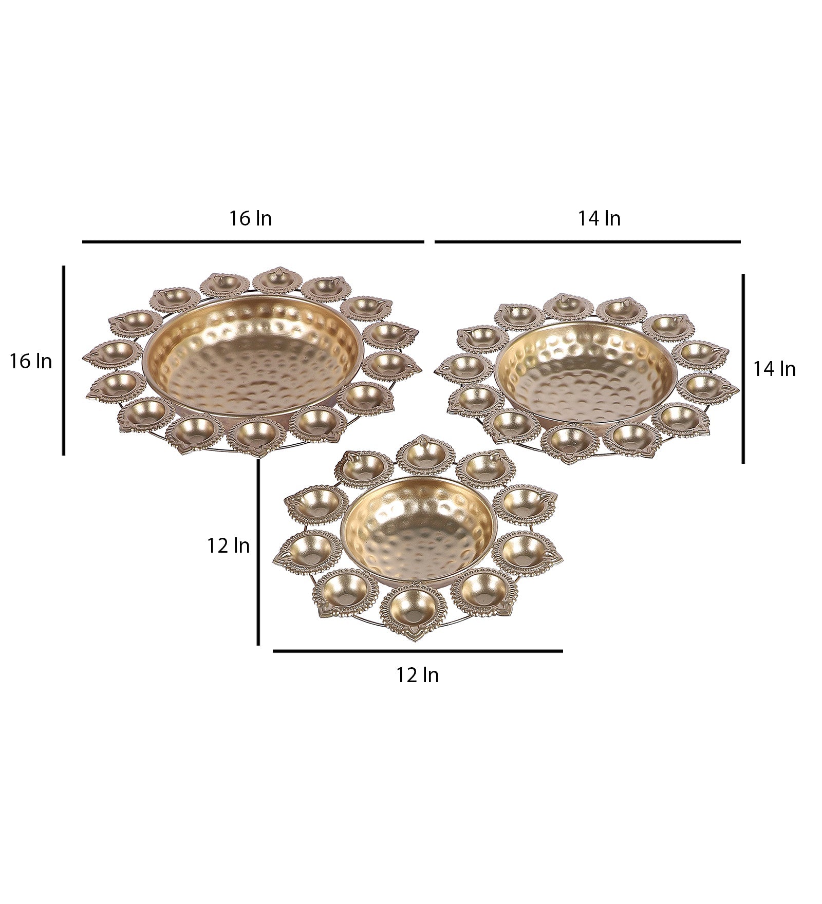 Gold Metal Dia Tealight Urli Set of 3