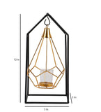 Hut Shape Diamond Pendulam Tealight Holder with Glass