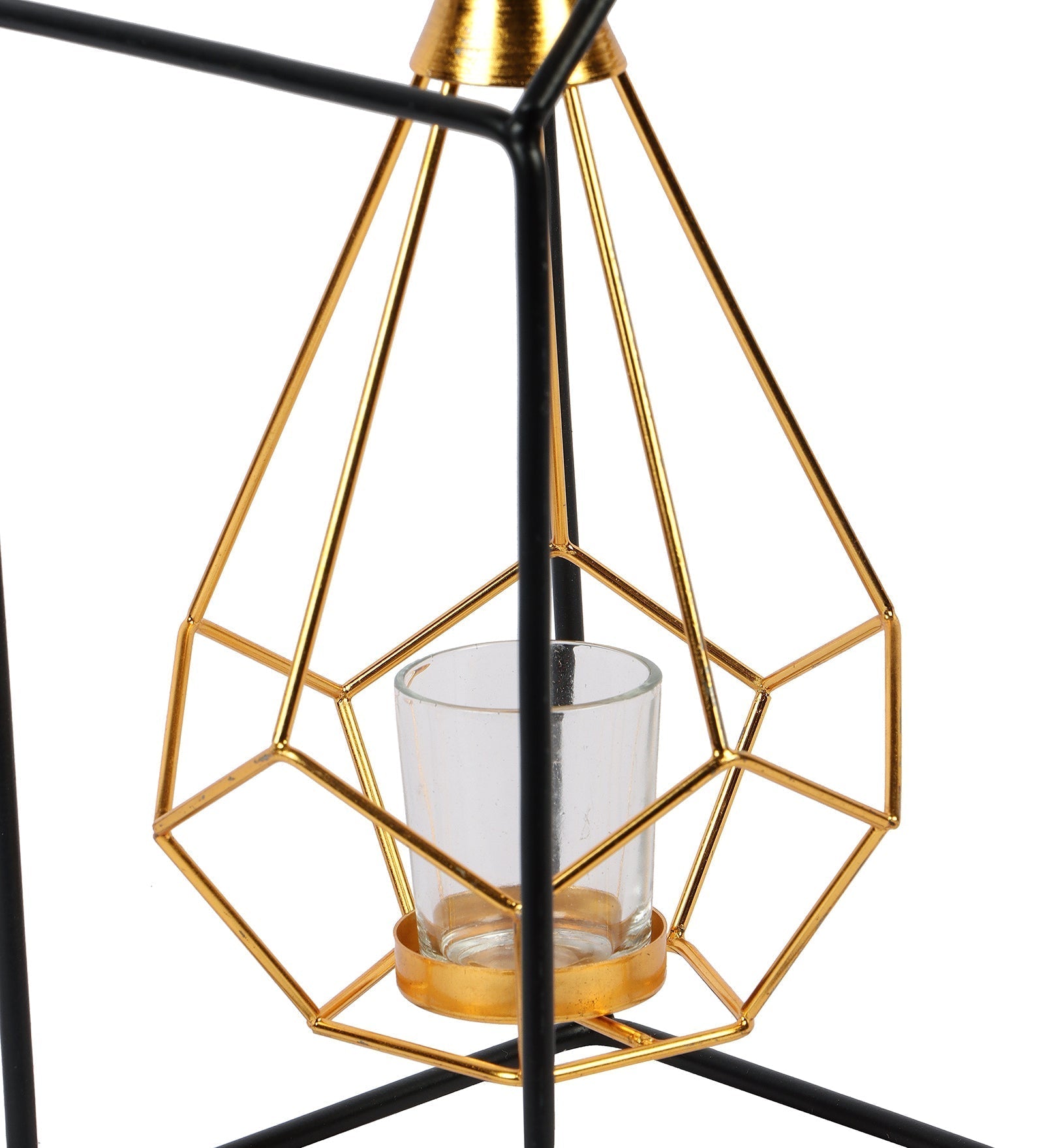 Hut Shape Diamond Pendulam Tealight Holder with Glass