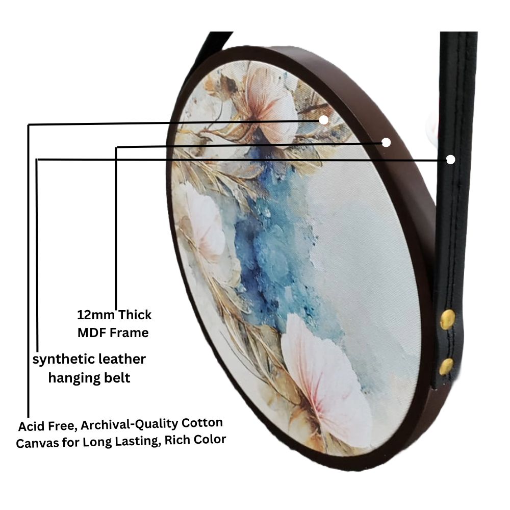 Modern Boho Design Round Framed Canvas Wall Painting - Set of 3