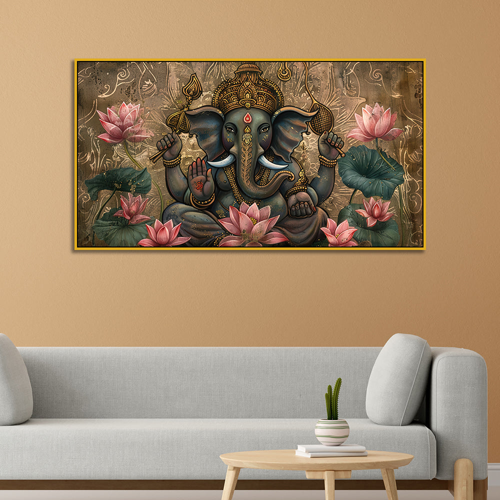 Divine Lord Ganesha in Antique Finish – Sacred Wall Hanging